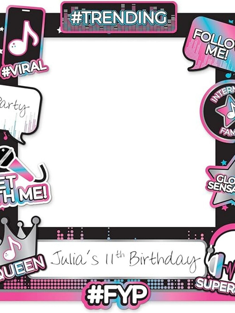 Trending #FYP Photo Frame Party Prop - Pink & Teal